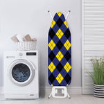 Blue Black And Yellow Argyle Print Ironing Board Cover