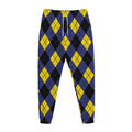 Blue Black And Yellow Argyle Print Jogger Pants