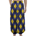 Blue Black And Yellow Argyle Print Lantern Pants