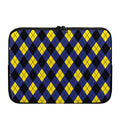 Blue Black And Yellow Argyle Print Laptop Sleeve