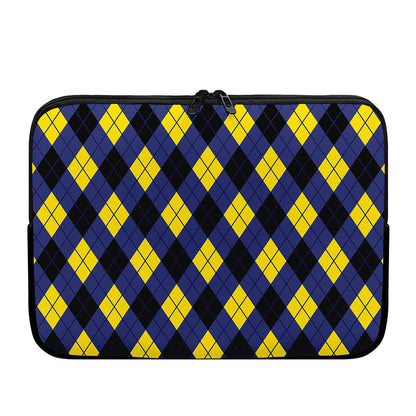 Blue Black And Yellow Argyle Print Laptop Sleeve