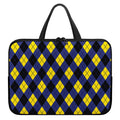 Blue Black And Yellow Argyle Print Laptop Sleeve With Handle