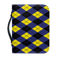 Blue Black And Yellow Argyle Print Leather Bible Cover