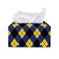 Blue Black And Yellow Argyle Print Leather Tissue Box Cover