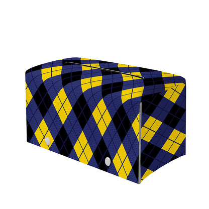 Blue Black And Yellow Argyle Print Leather Tissue Box Cover