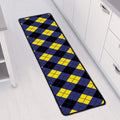 Blue Black And Yellow Argyle Print Long Kitchen Mat