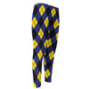 Blue Black And Yellow Argyle Print Men's Compression Pants