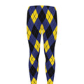Blue Black And Yellow Argyle Print Men's Leggings