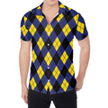 Blue Black And Yellow Argyle Print Men's Shirt