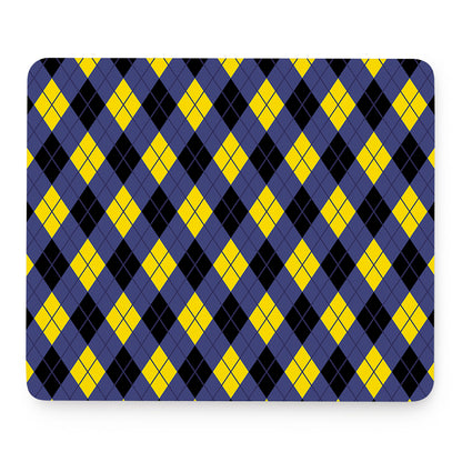 Blue Black And Yellow Argyle Print Mouse Pad