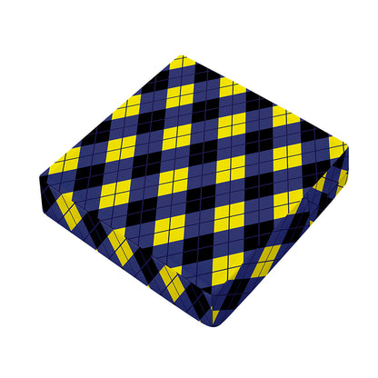 Blue Black And Yellow Argyle Print Outdoor Seat Cushion Cover