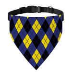 Blue Black And Yellow Argyle Print Over The Collar Dog Bandana