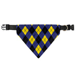 Blue Black And Yellow Argyle Print Over The Collar Dog Bandana