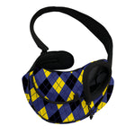 Blue Black And Yellow Argyle Print Pet Sling Carrier