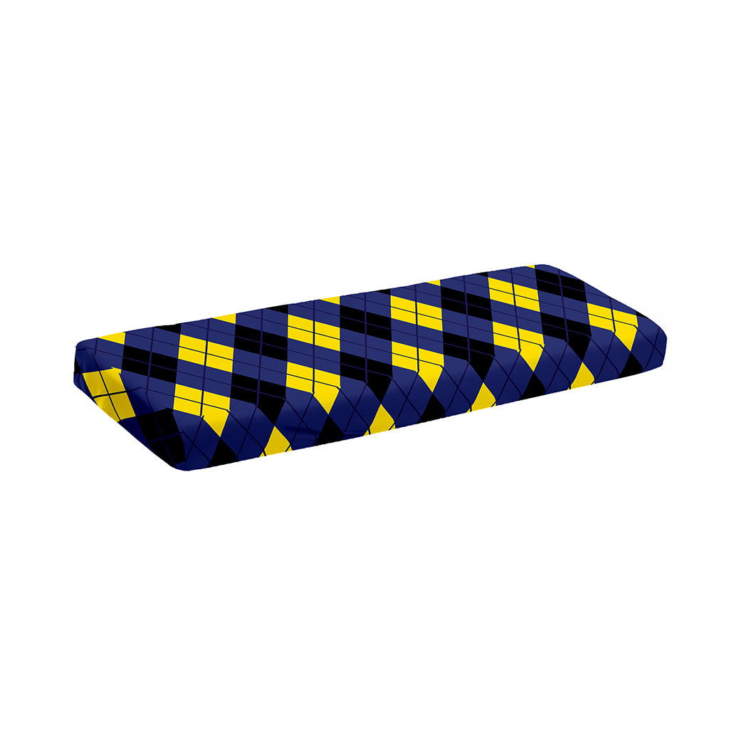 Blue Black And Yellow Argyle Print Piano Keyboard Cover