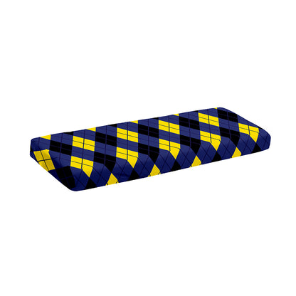 Blue Black And Yellow Argyle Print Piano Keyboard Cover