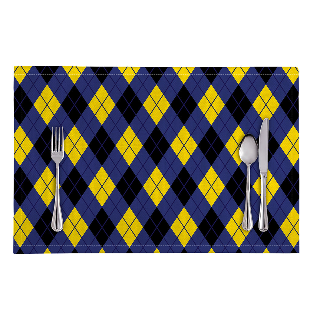 Blue Black And Yellow Argyle Print Placemat