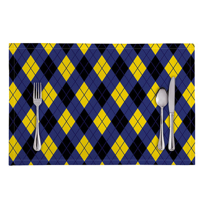 Blue Black And Yellow Argyle Print Placemat