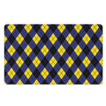 Blue Black And Yellow Argyle Print Polyester Doormat