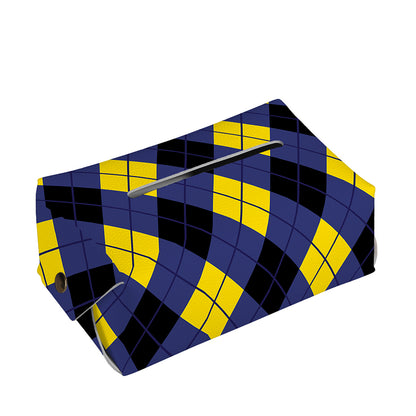 Blue Black And Yellow Argyle Print Rectangle Tissue Box Cover
