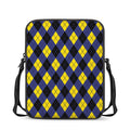 Blue Black And Yellow Argyle Print Rectangular Crossbody Bag