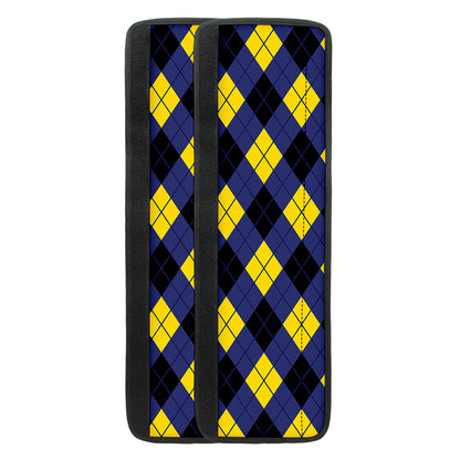 Blue Black And Yellow Argyle Print Refrigerator Handle Covers