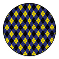 Blue Black And Yellow Argyle Print Round Floor Mat