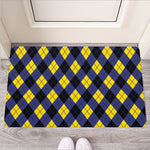 Blue Black And Yellow Argyle Print Rubber Doormat