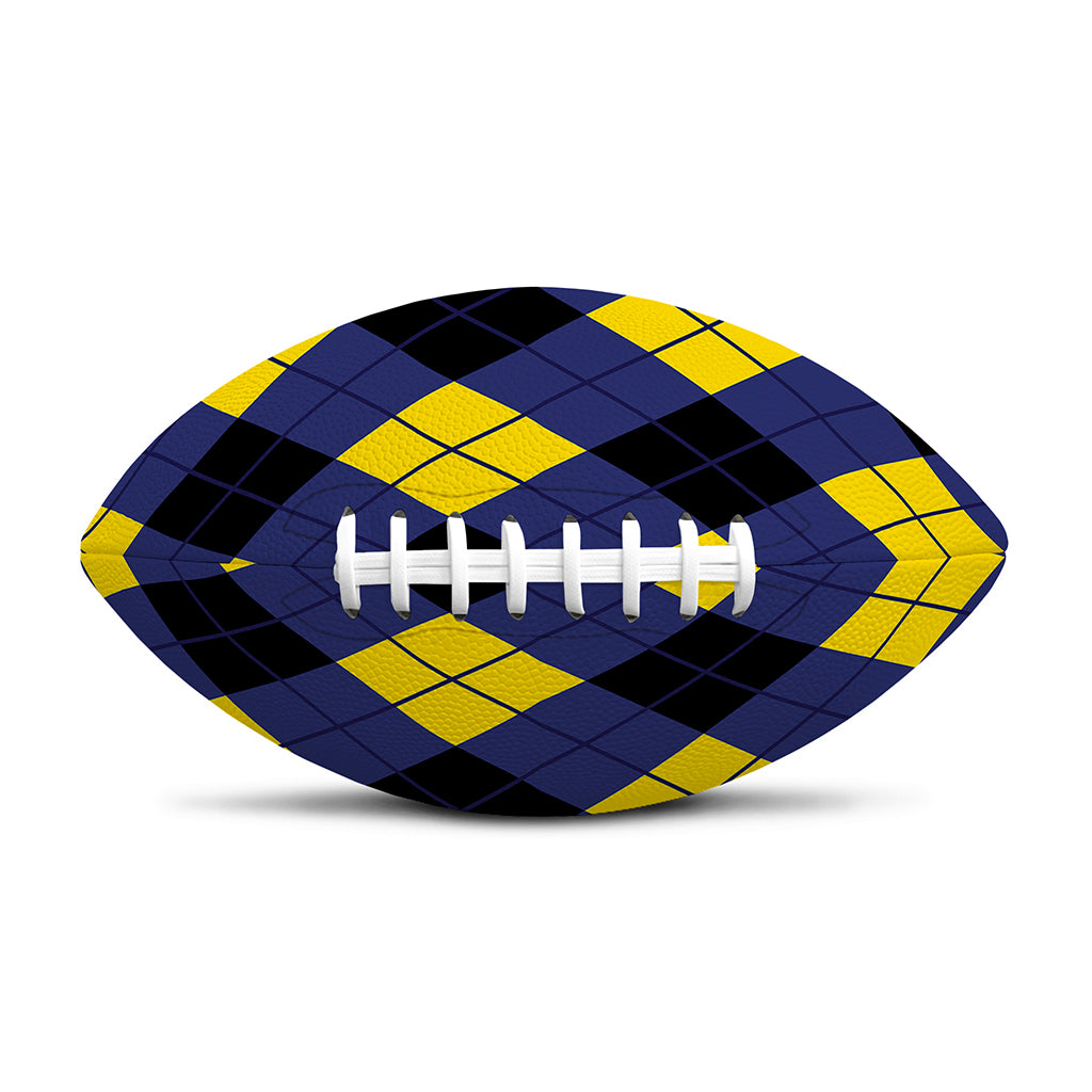 Blue Black And Yellow Argyle Print Rugby Ball