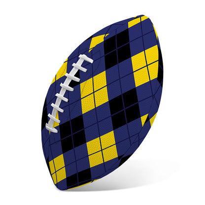 Blue Black And Yellow Argyle Print Rugby Ball