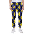 Blue Black And Yellow Argyle Print Joggers