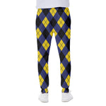 Blue Black And Yellow Argyle Print Scuba Joggers