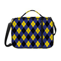 Blue Black And Yellow Argyle Print Shoulder Strap Bible Bag