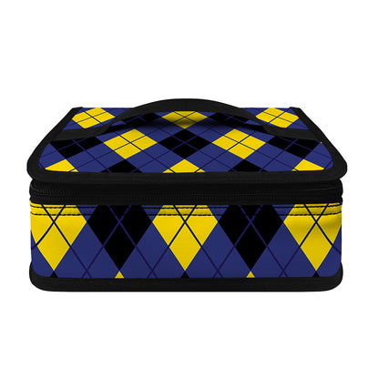 Blue Black And Yellow Argyle Print Small Lunch Bag