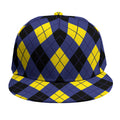 Blue Black And Yellow Argyle Print Snapback Cap