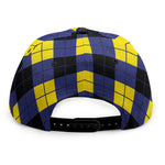 Blue Black And Yellow Argyle Print Snapback Cap