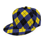 Blue Black And Yellow Argyle Print Snapback Cap