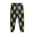Blue Black And Yellow Argyle Print Sweatpants