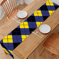 Blue Black And Yellow Argyle Print Table Runner