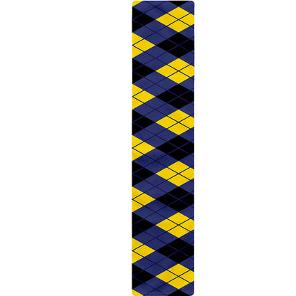 Blue Black And Yellow Argyle Print Table Runner