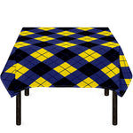 Blue Black And Yellow Argyle Print Tablecloth