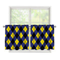 Blue Black And Yellow Argyle Print Tier Curtains