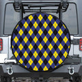 Blue Black And Yellow Argyle Print Tire Cover