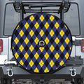 Blue Black And Yellow Argyle Print Tire Cover With Camera Hole