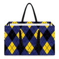 Blue Black And Yellow Argyle Print Utility Tote Bag