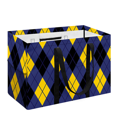 Blue Black And Yellow Argyle Print Utility Tote Bag
