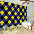 Blue Black And Yellow Argyle Print Wall Sticker