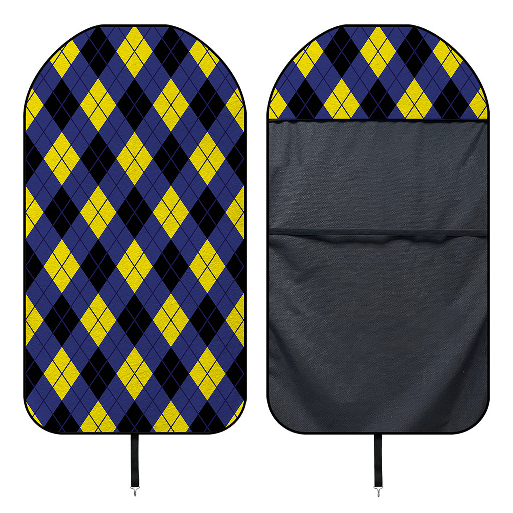 Blue Black And Yellow Argyle Print Waterproof Car Seat Cover