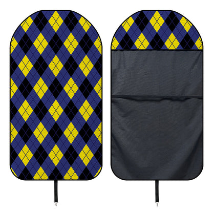 Blue Black And Yellow Argyle Print Waterproof Car Seat Cover
