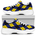Blue Black And Yellow Argyle Print White Chunky Shoes